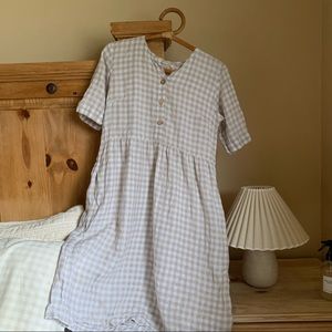 LINEN Gingham Prairie Dress size S